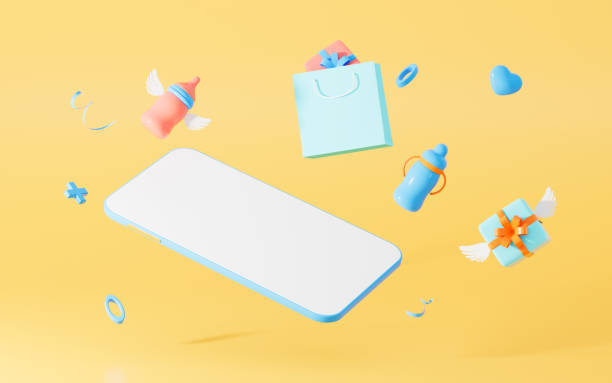 istock Mobile phone and shopping online, 3d rendering. 1398922229
