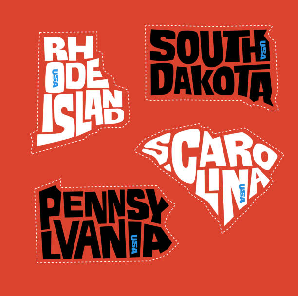 ilustrações, clipart, desenhos animados e ícones de pensilvânia, rhode island, dakota do sul e carolina do sul. - south carolina map cartography outline