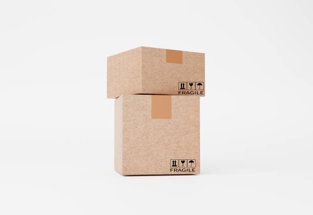 istock Isolation realistic Paper carton boxes stacking on white background for shipping and delivery concept by 3d render illustration. 1398926247