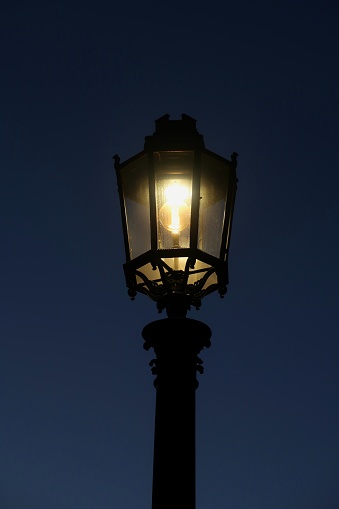 Burning lantern at night, background