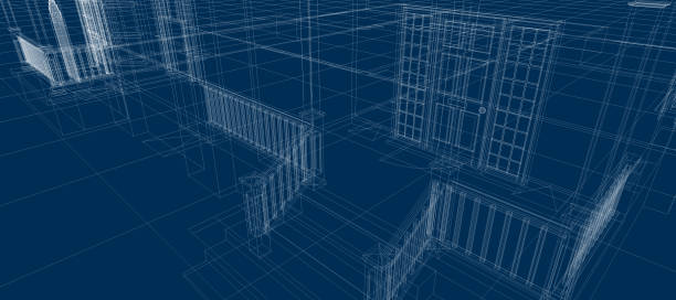istock Smart house automation system digital door entrance intelligent technology abstract background architecture 3d wireframe construction on blue background 1398930294