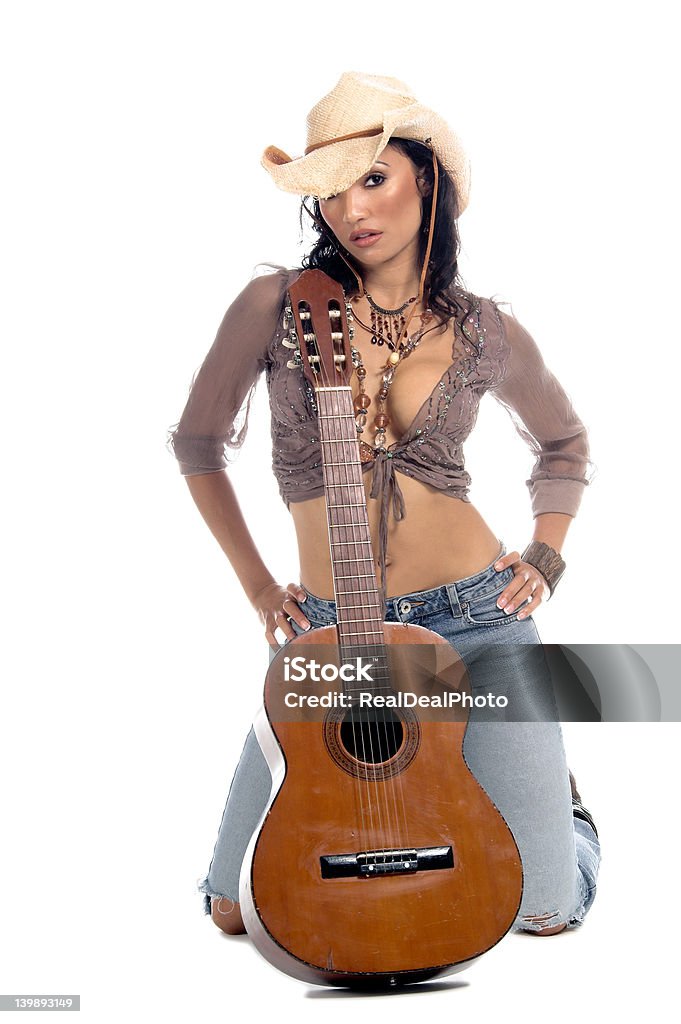 Guitarra Cowgirl - Foto de stock de Mujer seductora libre de derechos