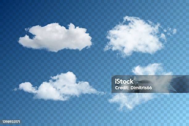 Set Of Realistic Vector Clouds On Transparent Background Stock Illustration - Download Image Now