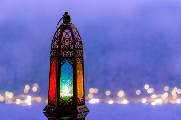 istock Lantern with lights decorating for Islamic new year put at window 1398942733