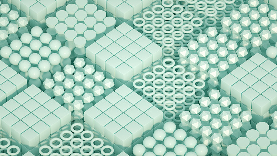 Abstract background geometric shapes in cube, business, teamwork , technology concept. 3d render.