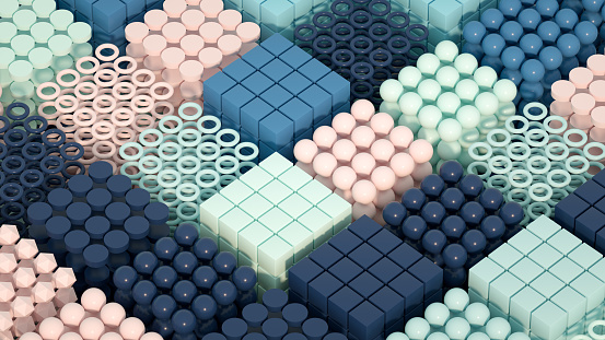 Abstract background geometric shapes in cube, business, teamwork , technology concept. 3d render.