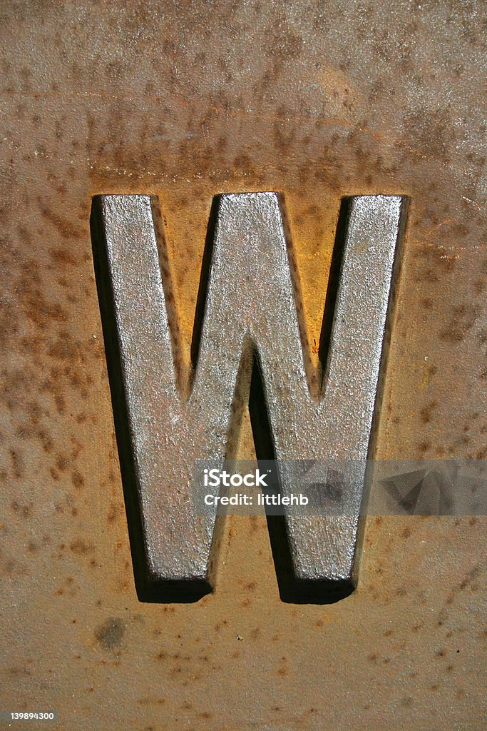 old rusty letter w this old rusty letter w type was on an old sun dial i came across. Alphabet Stock Photo