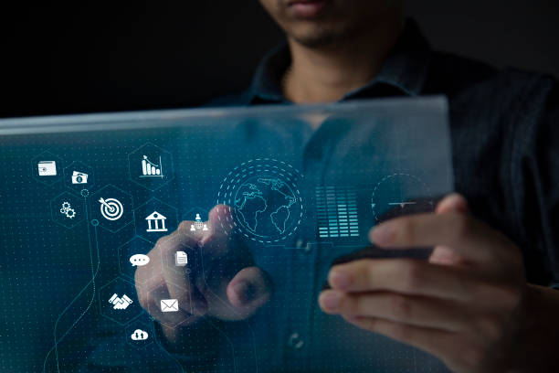istock Businessman using tablet and virtual touch screen to online transactions with internet technology, concept of global data connection by internet technology, big data 1398944841