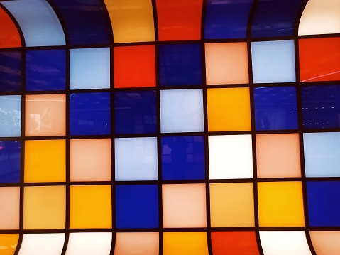 Colorfull plexiglass wall panel with light at Istanbul turkey