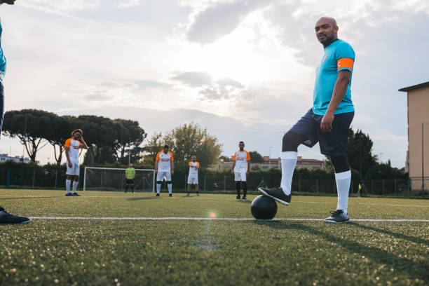 istock Soccer teams ready to start the match 1398946225