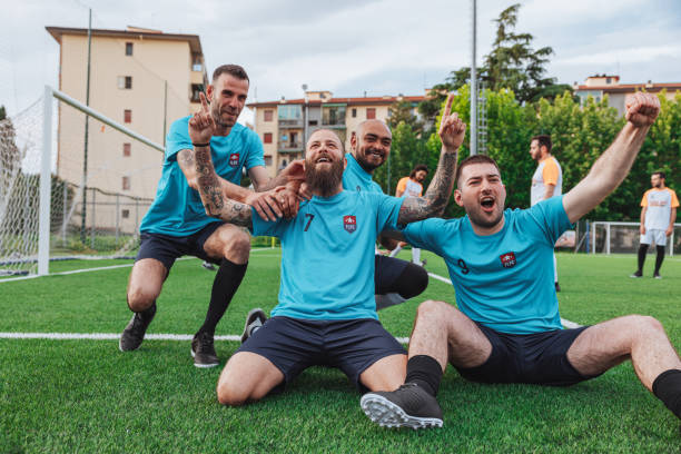 istock Soccer team celebrates a match success 1398946446