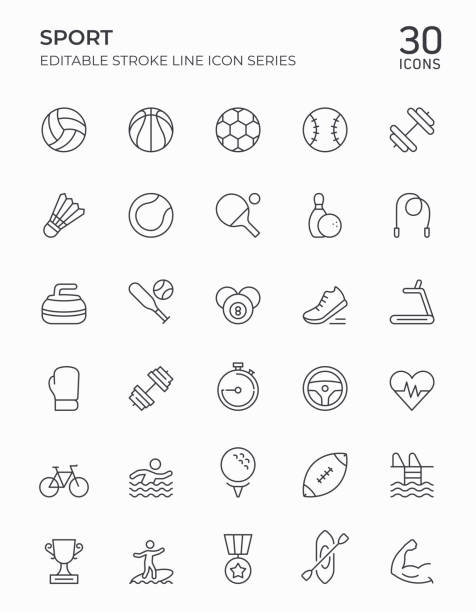 スポーツ編集可能ストロークラインアイコン - sport icon点のイラスト素材／クリップアート素材／マンガ素材／アイコン素材