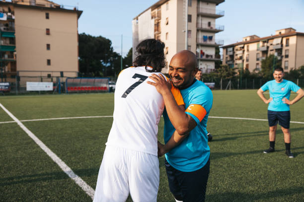 istock Soccer teams ready to start the match 1398947983