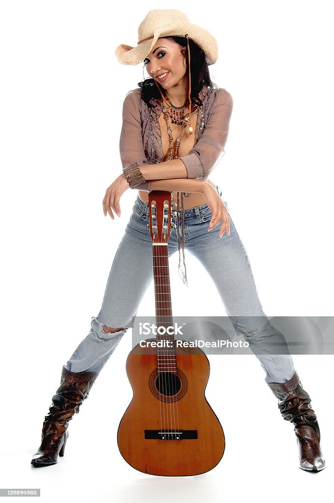 여자 카우보이 기타 - 로열티 프리 관능 스톡 사진