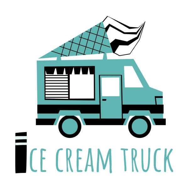 illustrations, cliparts, dessins animés et icônes de camionnette de vendeur de glaces - help mot anglais