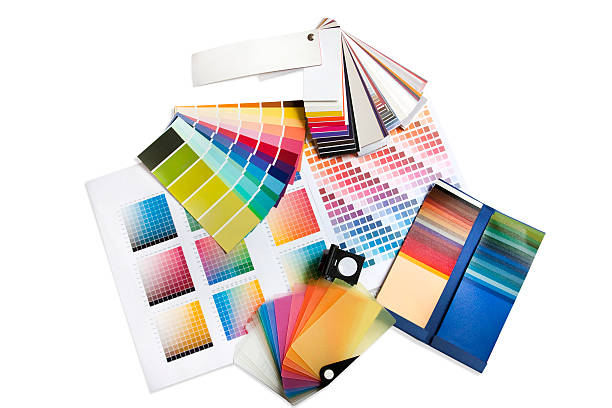 Graphic or interior designer colour swatches stock photo
