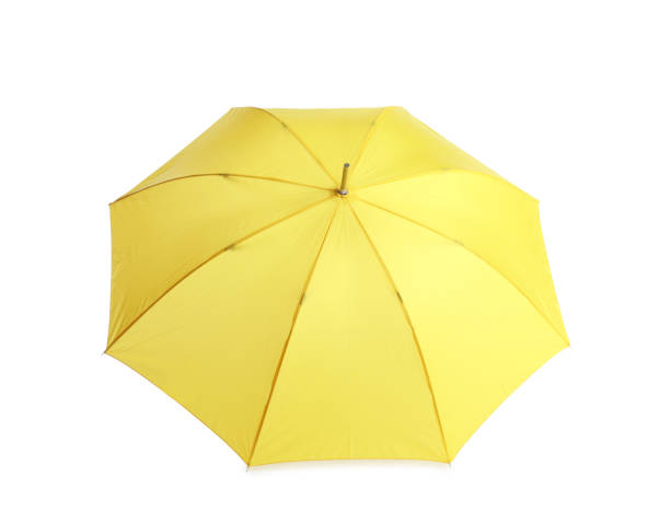 istock Stylish open yellow umbrella isolated on white 1398954273