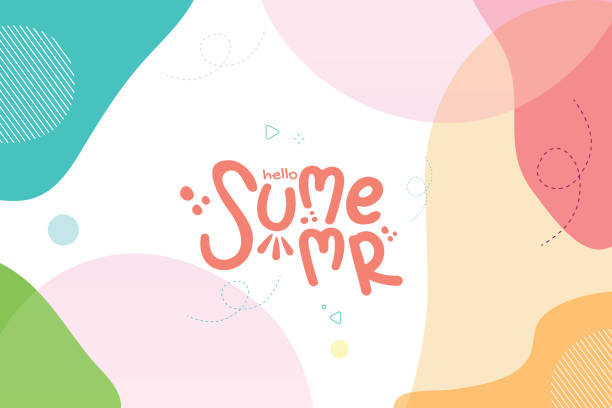 Summer lettering. Lettering composition of Summer Vacation on abstract background stock illustration Summer lettering. Lettering composition of Summer Vacation on abstract background stock illustration fun background stock illustrations