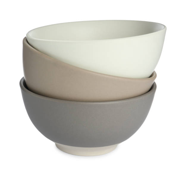 istock Stylish empty ceramic bowls on white background. Cooking utensil 1398957775