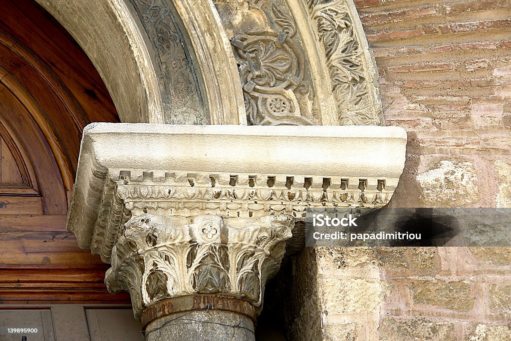 greek art greek pillar at Thessaloniki, Greece Ancient Stock Photo