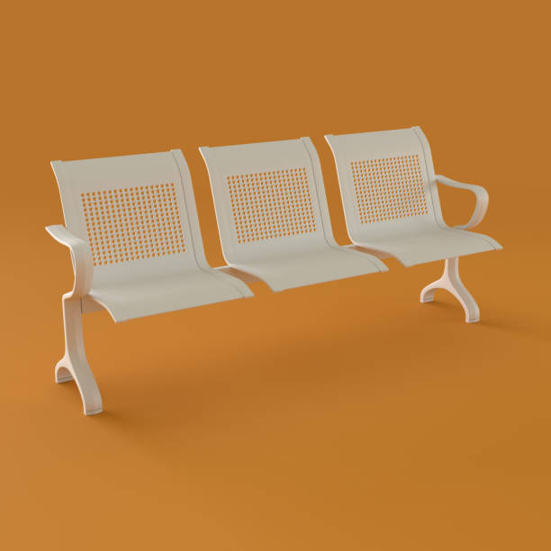 istock Monochrome Three Seat Public on Orange Background, 3d Rendering 1398959933