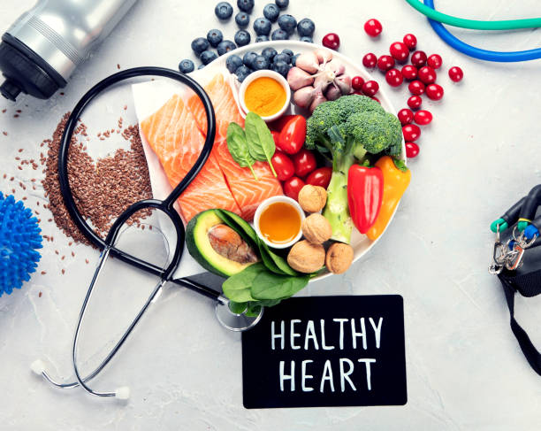istock Foods for healthy heart on light background. 1398961352