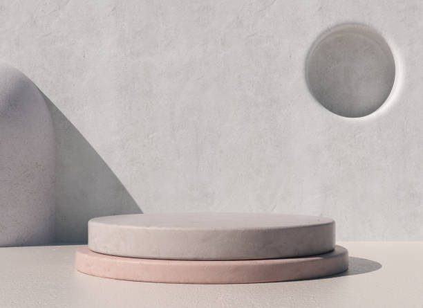 istock Realistic stone podium platform in an exterior scene for product presentation in 3D render 1398961728