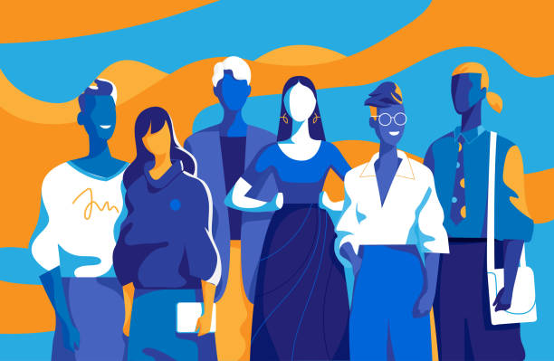 Young and talented team Vector illustration about contemporary topics corporate business stock illustrations