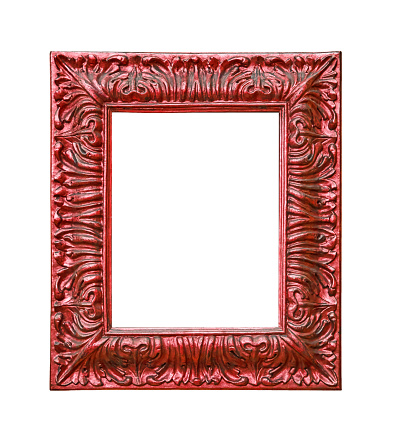 red picture frame isolated on white