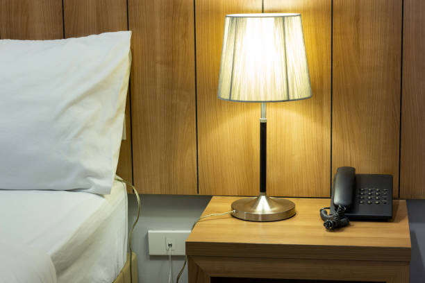 istock Table Lamp on Bedside in The Bedroom 1398965879