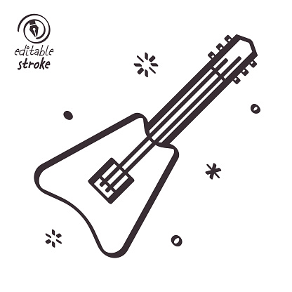 Electric guitar concept can fit various design projects. Modern and playful line illustration featuring the object drawn in outline style. It's also easy to change the stroke width and edit the color.