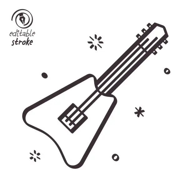 Vector illustration of Playful Line Illustration for Electric Guitar