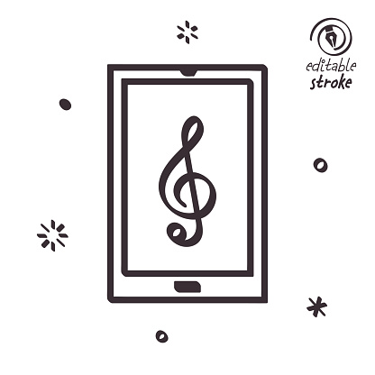 Ringtone making concept can fit various design projects. Modern and playful line illustration featuring the object drawn in outline style. It's also easy to change the stroke width and edit the color.
