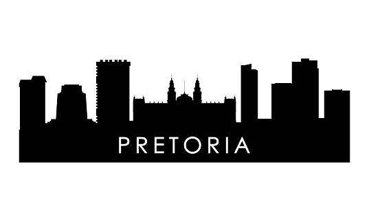 Pretoria skyline silhouette. Black Pretoria city design isolated on white background.