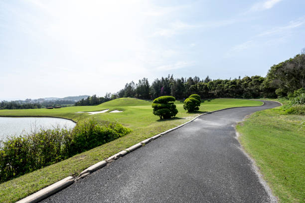 The tarmac road by the golf course in Fujian, China, Asia.