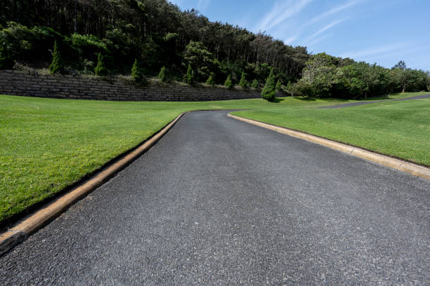 The tarmac by the lawn in Fujian, China, Asia.