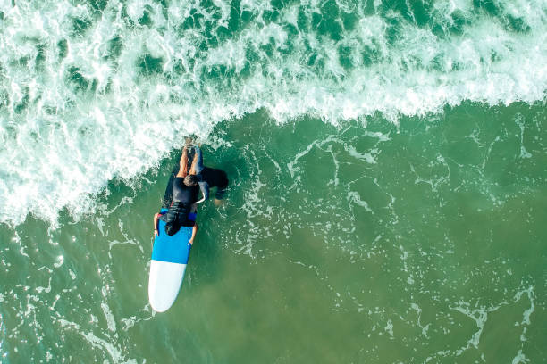 istock surf instructor and woman learning extreme water sport in Goa 1398970804