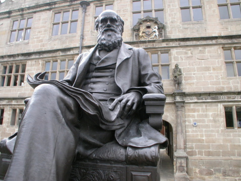 Darwin and his former school which is now Shrewsbury Library