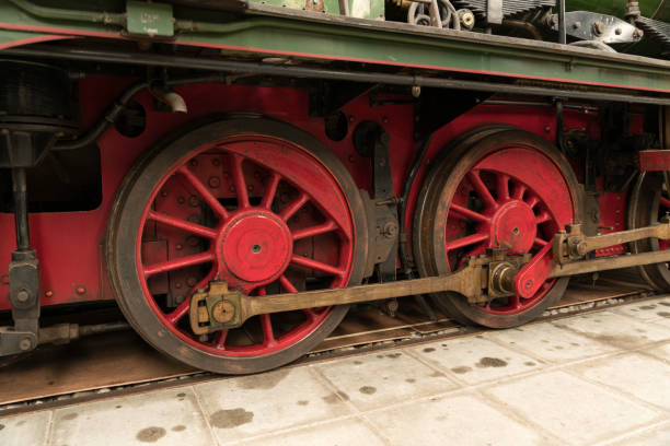 istock old metal locomotive wheels in red 1398976972