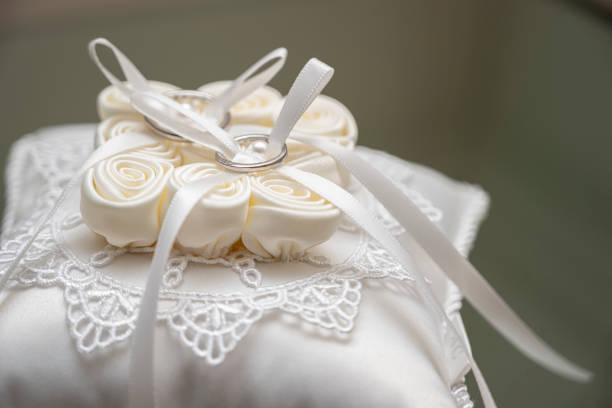 It is a ring pillow used when exchanging wedding rings.