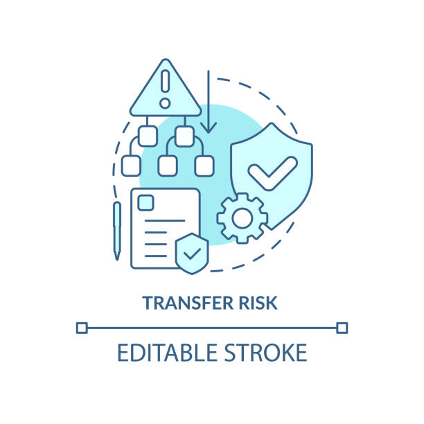 ilustraciones, imágenes clip art, dibujos animados e iconos de stock de icono de concepto turquesa de riesgo de transferencia - repercussions