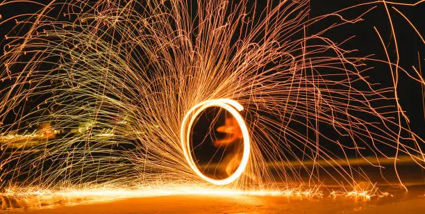 Photo of Swing fire dancing show on the beach .Koh Samet, Thailand