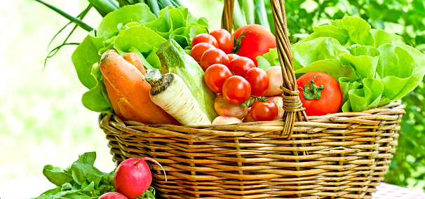 Helthy food, fresh vegetables in basket