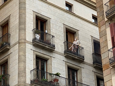 Detail of a beautiful old building and balcony in the Italian city of Perugia