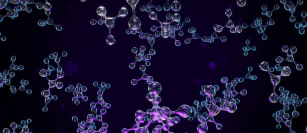 Purple Neon Trendy Glass Molecules Abstract Background 3d Illustration