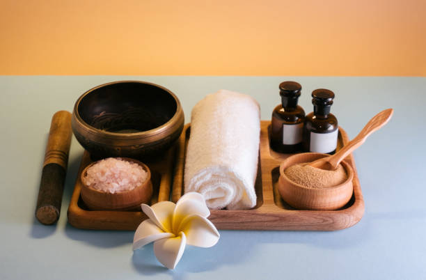 istock Spa set on wooden tray. Self care, wellbeing concept. 1398993378