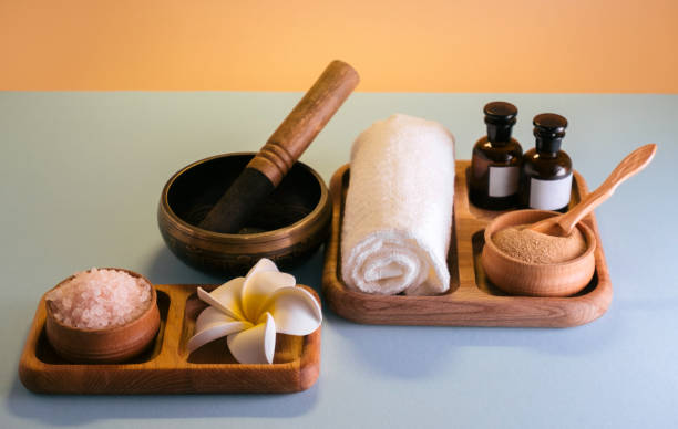 istock Spa set on wooden tray. Self care, wellbeing concept. 1398993400