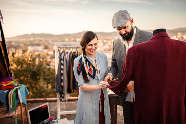 istock Two fashion designers working together on a rooftop 1398993736