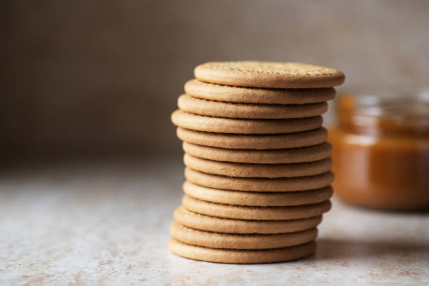 istock Stack of crunchy cookies. Galletas Maria popular Spanish crackers. Close up. 1398996551