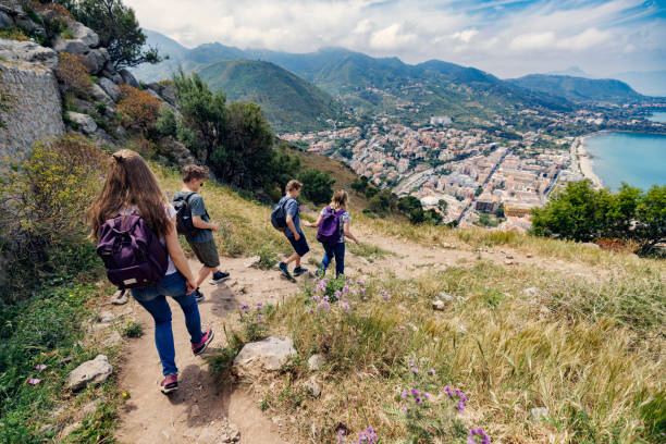 istock Family hiking in Sicily on a spring day. 1398997135